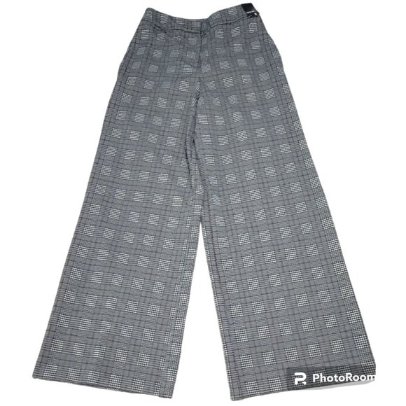 7th Avenue Design Studio NY Co Womens Gray Plaid Ponte Pants Wide Leg Size 6 NWT - Picture 1 of 15